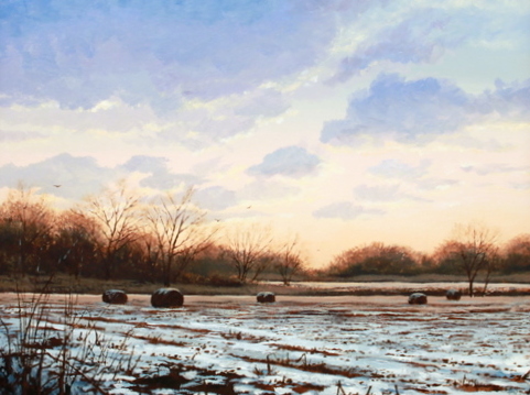 Winter Field at Sunset